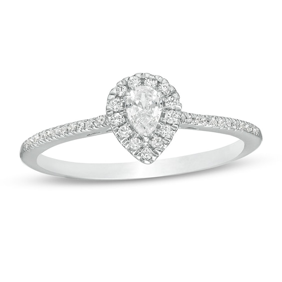 Previously Owned - Cherished Promise Collectionâ¢ 1/3 CT. T.w. Pear-Shaped Diamond Frame Promise Ring in 10K White Gold