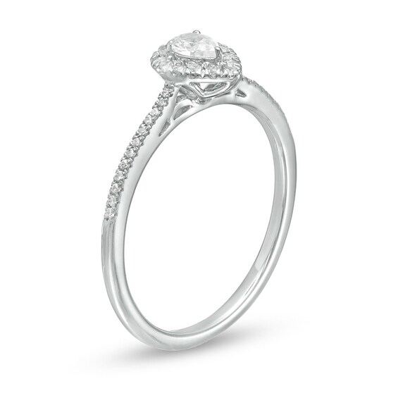 Previously Owned - Cherished Promise Collectionâ¢ 1/3 CT. T.w. Pear-Shaped Diamond Frame Promise Ring in 10K White Gold