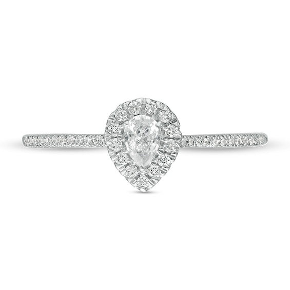 Previously Owned - Cherished Promise Collectionâ¢ 1/3 CT. T.w. Pear-Shaped Diamond Frame Promise Ring in 10K White Gold