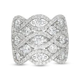Previously Owned - 3 CT. T.W. Diamond Woven Triple Row Ring in 10K White Gold