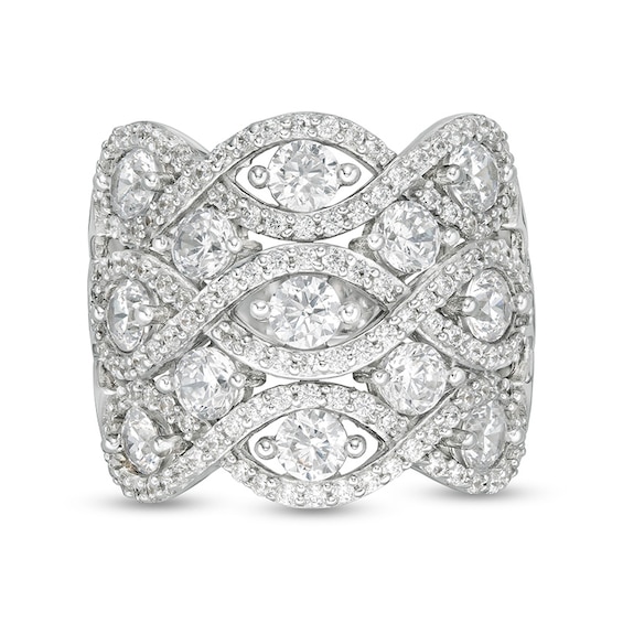 Previously Owned - 3 CT. T.w. Diamond Woven Triple Row Ring in 10K White Gold