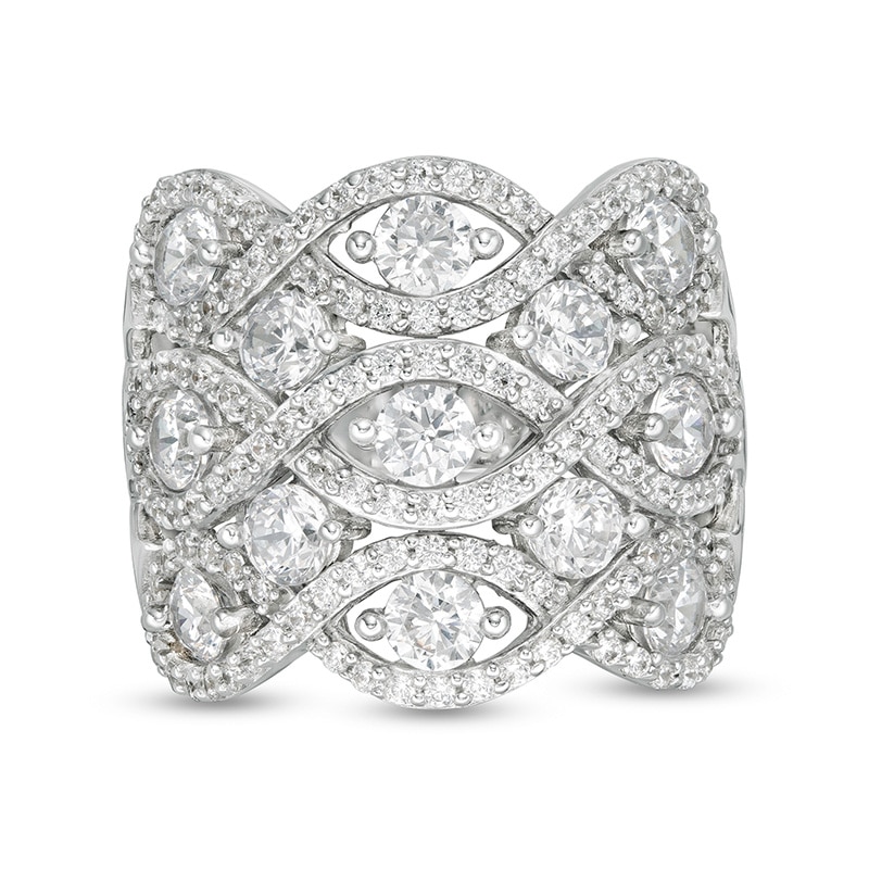 Main Image 1 of Previously Owned - 3 CT. T.W. Diamond Woven Triple Row Ring in 10K White Gold