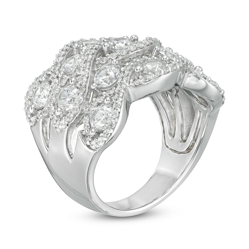 Main Image 2 of Previously Owned - 3 CT. T.W. Diamond Woven Triple Row Ring in 10K White Gold