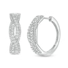 Thumbnail Image 1 of Previously Owned - 1 CT. T.W. Diamond Loose Braid Hoop Earrings in 10K White Gold