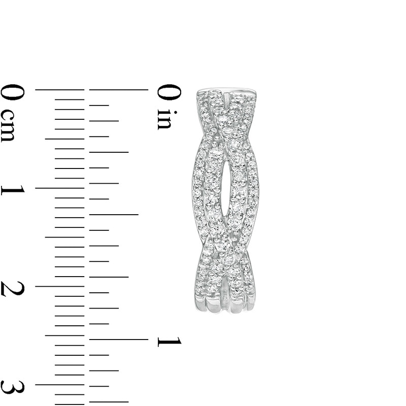 Main Image 3 of Previously Owned - 1 CT. T.W. Diamond Loose Braid Hoop Earrings in 10K White Gold