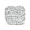 Thumbnail Image 1 of Previously Owned - 2 CT. T.W. Baguette and Round Diamond Layered Overlay Ring in 10K White Gold