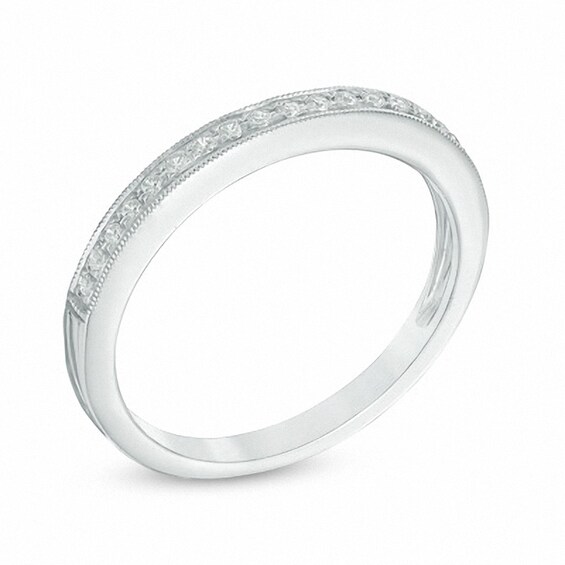Previously Owned - 1/10 CT. T.w. Diamond Milgrain Wedding Band in 14K White Gold