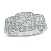 Thumbnail Image 1 of Previously Owned - 1-1/2 CT. T.W. Princess-Cut Quad Diamond Past Present Future® Ring in 14K White Gold
