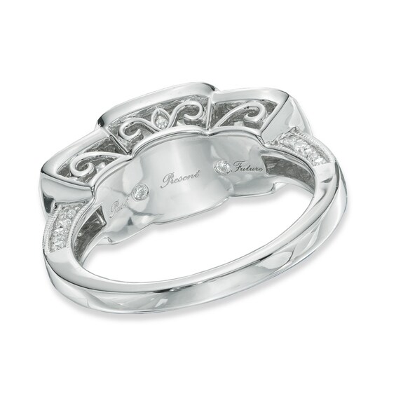 Previously Owned - 1-1/2 CT. T.w. Princess-Cut Quad Diamond Past Present FutureÂ® Ring in 14K White Gold