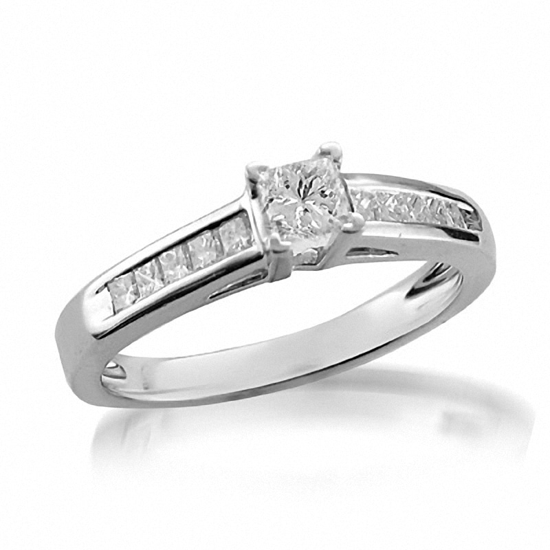 Main Image 1 of Previously Owned - 1/2 CT. T.W. Princess-Cut Diamond Engagement Ring in Platinum