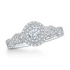 Thumbnail Image 1 of Previously Owned - 5/8 CT. T.W. Diamond Double Frame Vintage-Style Engagement Ring in 14K White Gold