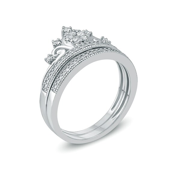 Previously Owned - 1/3 CT. T.w. Composite Diamond Tiara Bridal Set in 10K White Gold