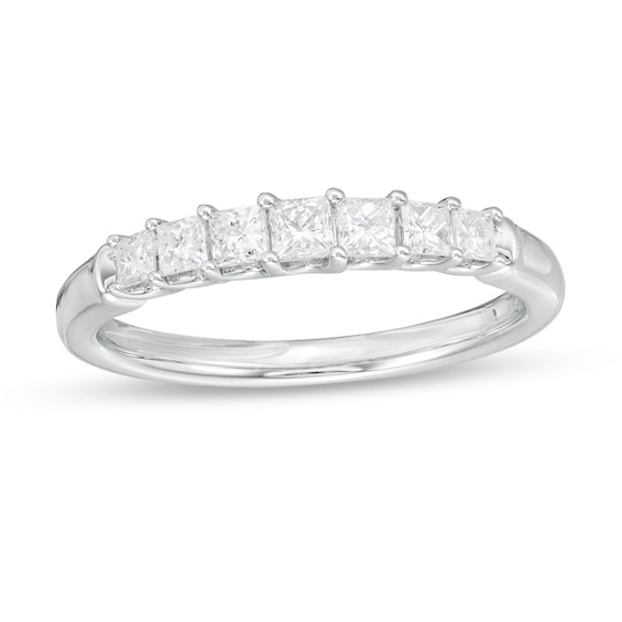 Previously Owned - 1/2 CT. T.w. Princess-Cut Diamond Seven Stone Anniversary Band in 14K White Gold