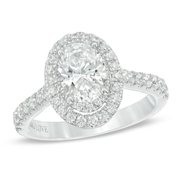 Previously Owned - Vera Wang Love Collection 1-5/8 CT. T.W. Oval Diamond Frame Engagement Ring in 14K White Gold