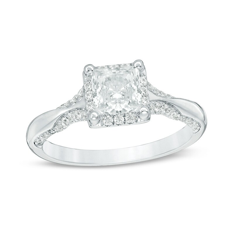 Main Image 1 of Previously Owned - 1-1/4 CT. T.W. Princess-Cut Diamond Frame Engagement Ring in 14K White Gold