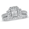 Thumbnail Image 1 of Previously Owned - 3/4 CT. T.W. Composite Emerald-Cut Diamond Bridal Set in 10K White Gold