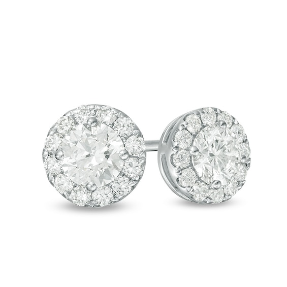 Previously Owned - 1 CT. T.w. Diamond Frame Stud Earrings In 14K White Gold (I/Si2)