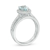 Thumbnail Image 3 of Previously Owned - Pear-Shaped Aquamarine and 3/8 CT. T.W. Diamond Frame Double Row Bridal Set in 14K White Gold
