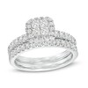 Previously Owned - 1 CT. T.w. Quad Princess-Cut Diamond Frame Bridal Set In 14K White Gold