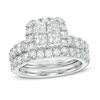 Previously Owned - 3 CT. T.w. Quad Princess-Cut Diamond Frame Bridal Set In 14K White Gold