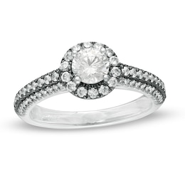Previously Owned - Vera Wang Love Collection 1 CT. T.W. Diamond Frame Engagement Ring in 14K White Gold
