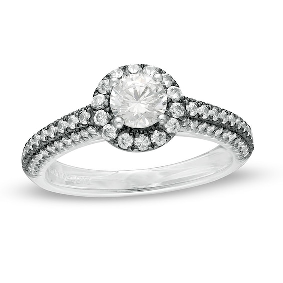Previously Owned - Vera Wang Love Collection 1 CT. T.w. Diamond Frame Engagement Ring in 14K White Gold