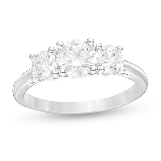 Previously Owned - 1-1/2 CT. T.w. Lab-Grown Diamond Past Present Future® Engagement Ring in 14K White Gold (G/Si2)