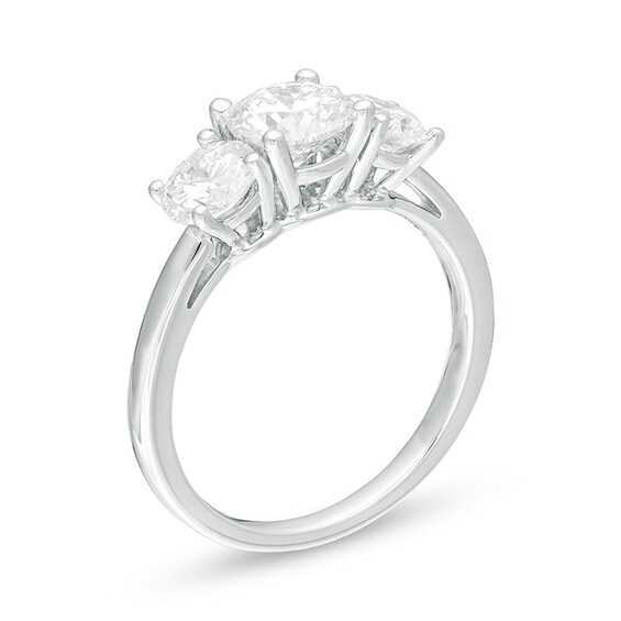 Previously Owned - 1-1/2 CT. T.w. Lab-Grown Diamond Past Present FutureÂ® Engagement Ring in 14K White Gold (G/Si2)