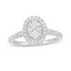 Thumbnail Image 1 of Previously Owned - 1/2 CT. T.W. Composite Oval Diamond Frame Engagement Ring in 10K White Gold