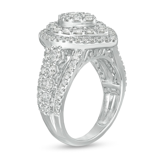 Previously Owned - 2 CT. T.w. Composite Pear Diamond Layered Engagement Ring in 10K White Gold
