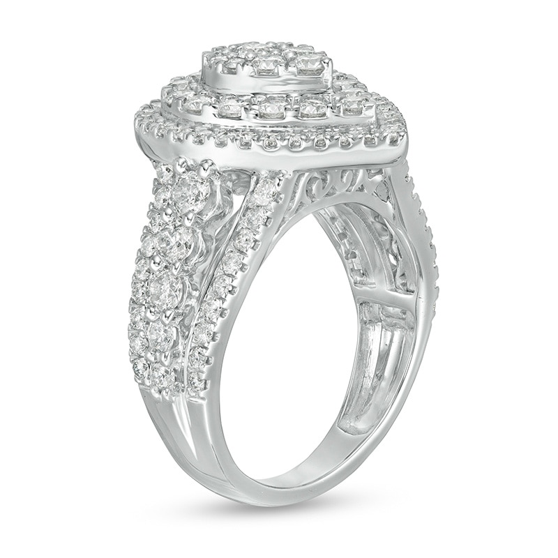 Main Image 3 of Previously Owned - 2 CT. T.W. Composite Pear Diamond Layered Engagement Ring in 10K White Gold