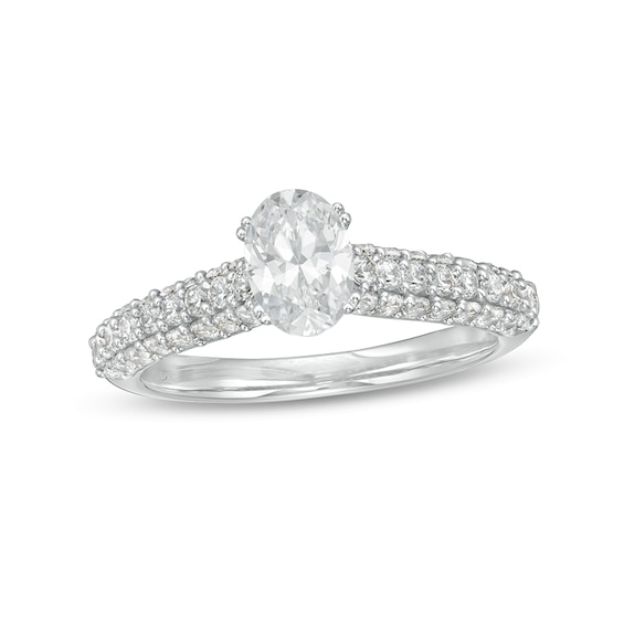 Previously Owned - 1-1/2 CT. T.w. Oval Lab-Grown Diamond Engagement Ring in 14K White Gold (F/Vs2)