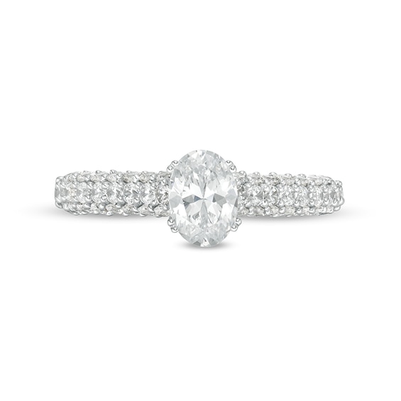 Previously Owned - 1-1/2 CT. T.w. Oval Lab-Grown Diamond Engagement Ring in 14K White Gold (F/Vs2)