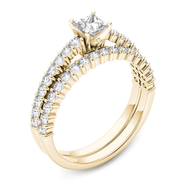 Main Image 2 of Previously Owned - 1 CT. T.W. Princess-Cut Diamond Bridal Set in 14K Gold