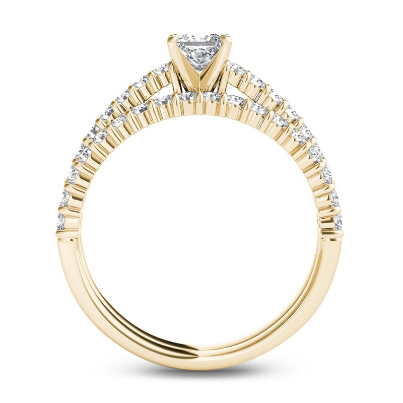 Main Image 3 of Previously Owned - 1 CT. T.W. Princess-Cut Diamond Bridal Set in 14K Gold