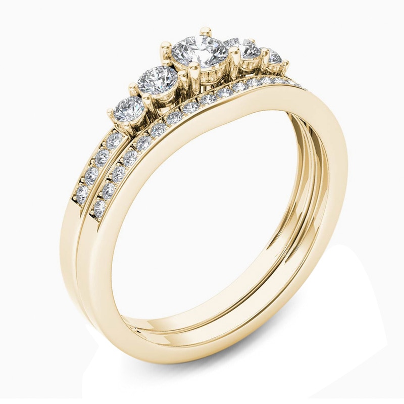 Main Image 2 of Previously Owned - 1/2 CT. T.W. Diamond Five Stone Bridal Set in 14K Gold