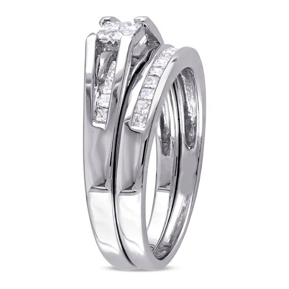 Previously Owned - 1/2 CT. T.w. Quad Princess-Cut Diamond Bridal Set in 10K White Gold