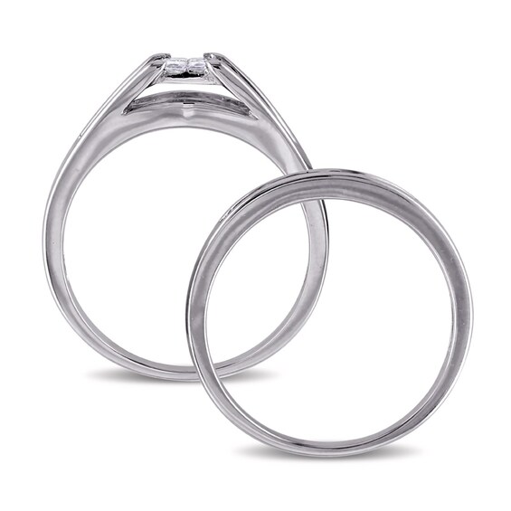 Previously Owned - 1/2 CT. T.w. Quad Princess-Cut Diamond Bridal Set in 10K White Gold