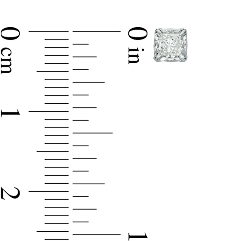 Main Image 2 of Previously Owned - 1/2 CT. T.W. Princess-Cut Diamond Solitaire Stud Earrings in 10K White Gold