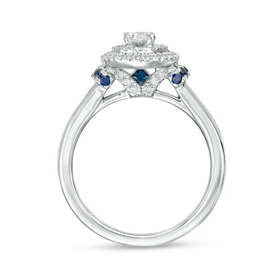 Previously Owned - Vera Wang Love Collection 5/8 CT. T.w. Diamond and Sapphire Frame Engagement Ring in 14K White Gold