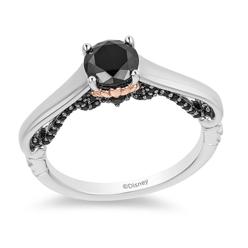 Main Image 1 of Previously Owned - Enchanted Disney Villains Ursula 1-1/4 CT. T.W. Black Diamond Engagement Ring in 14K Two-Tone Gold