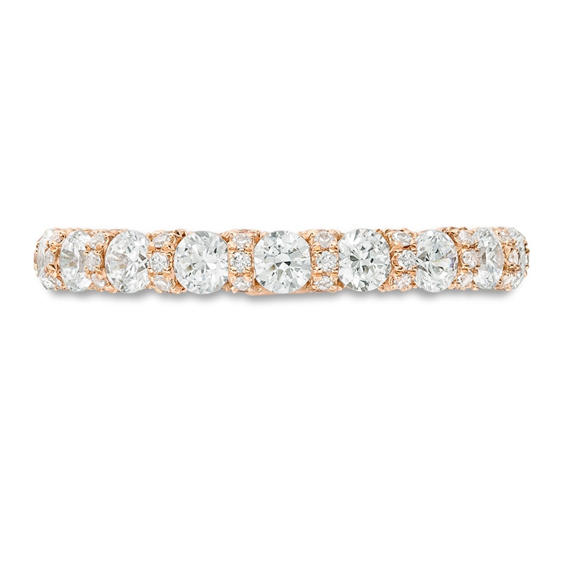 Main Image 4 of Previously Owned - Vera Wang Love Collection 1-1/5 CT. T.W. Diamond Band in 14K Rose Gold