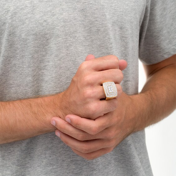 Previously Owned - 3 CT. T.w. Composite Diamond Double Cushion Frame Ring in 10K Gold