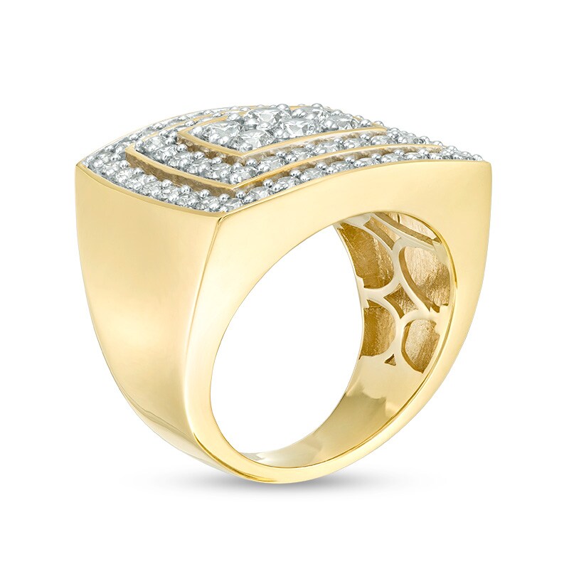 Previously Owned - Men's 3 CT. T.W. Composite Diamond Double Cushion Frame Ring in 10K Gold