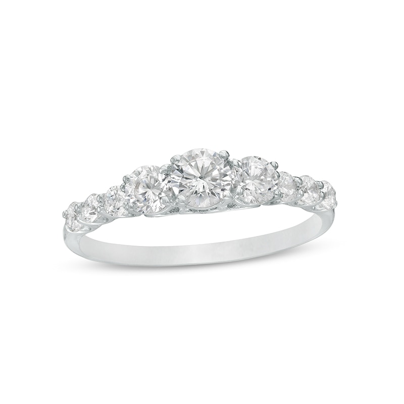 Main Image 1 of Previously Owned - 1 CT. T.W. Diamond Past Present Future® Engagement Ring in 14K White Gold