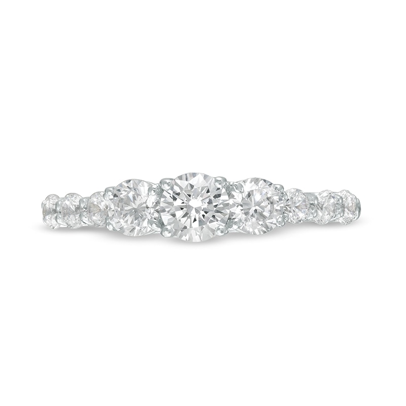 Main Image 4 of Previously Owned - 1 CT. T.W. Diamond Past Present Future® Engagement Ring in 14K White Gold