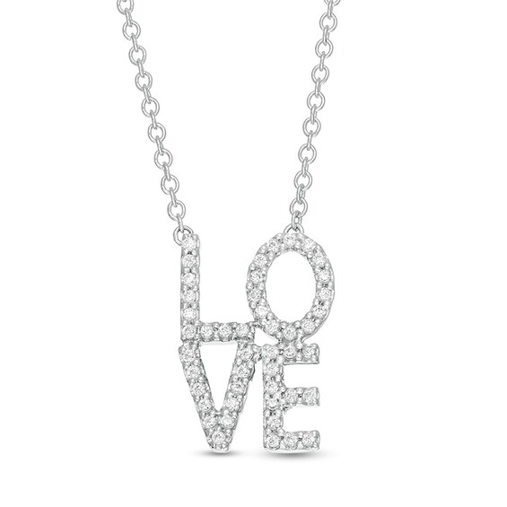 Previously Owned - Vera Wang Love Collection 1/5 CT. T.w. Diamond "Love" Necklace in Sterling Silver - 19"