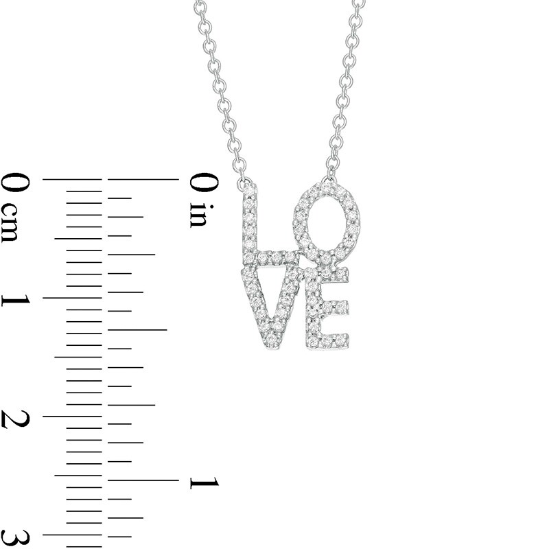Main Image 3 of Previously Owned - Vera Wang Love Collection 1/5 CT. T.W. Diamond "LOVE" Necklace in Sterling Silver - 19"