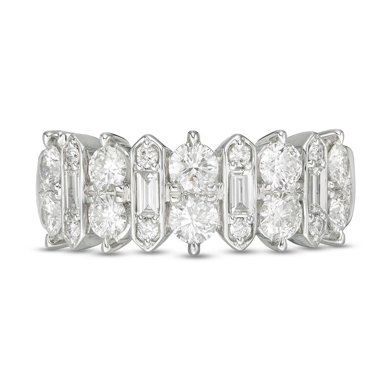 Main Image 4 of Previously Owned - Marilyn Monroe™ Collection 1-1/2 CT. T.W. Baguette and Round Diamond Band in 14K White Gold