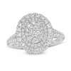 Thumbnail Image 1 of Previously Owned - 1 CT. T.W. Diamond Layered Oval Frame Engagement Ring in 10K White Gold